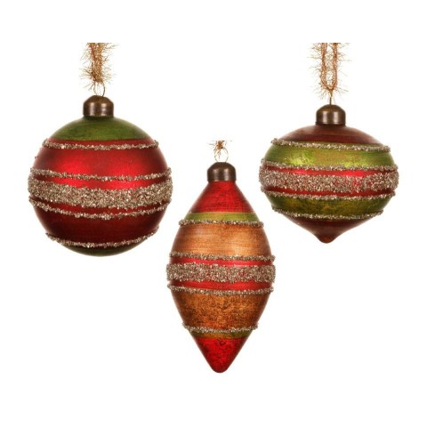 SFERA VETRO D.8CM. 3 ASSORTITE GLITTERATE